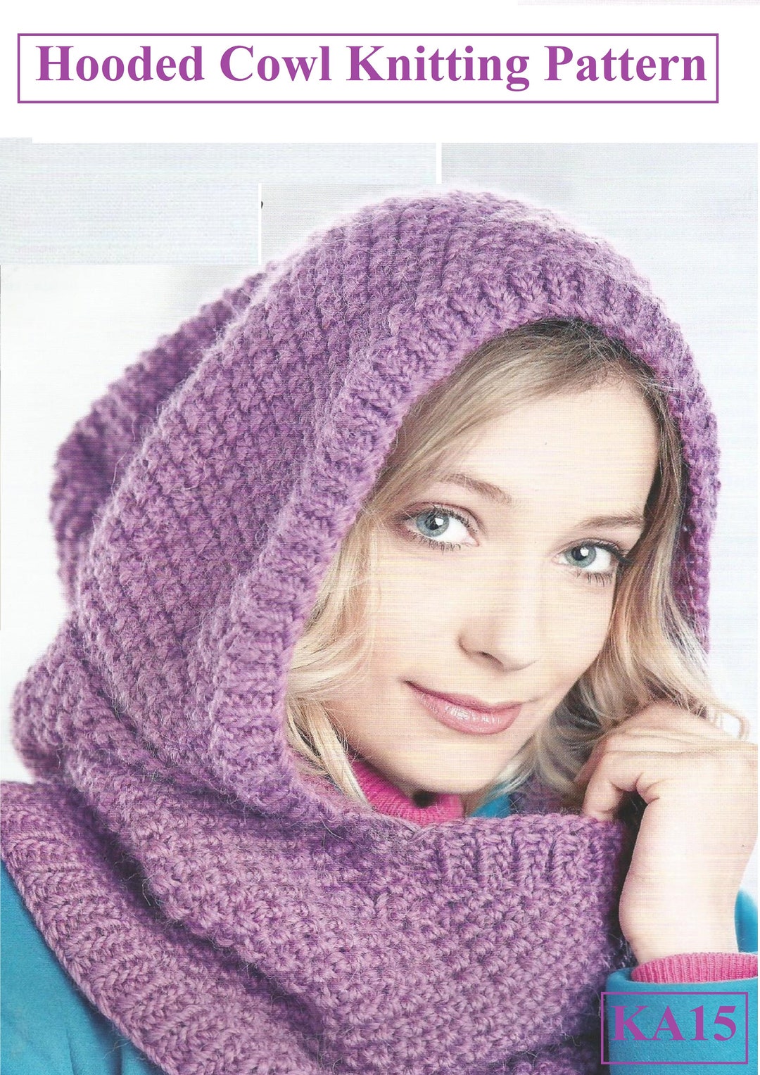 Knitting Pattern Hooded Cowl Snood Hood Hat Scarf Neck Warmer PDF ...
