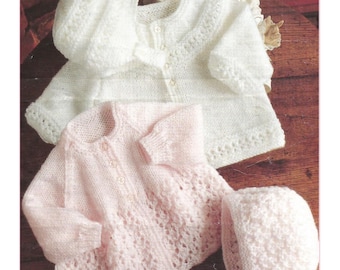 Vintage Baby Matinee Coat Knitting Pattern: Chest 16-22 inch (Instant PDF Download) 53