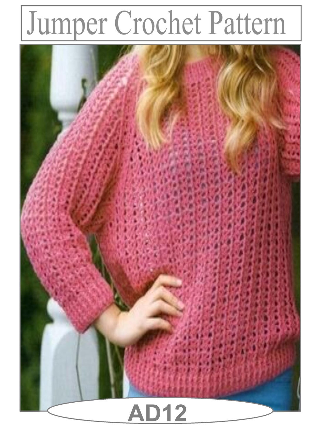 Crochet Jumper Pattern Bamboo Cotton DK UK Terms PDF Pattern 