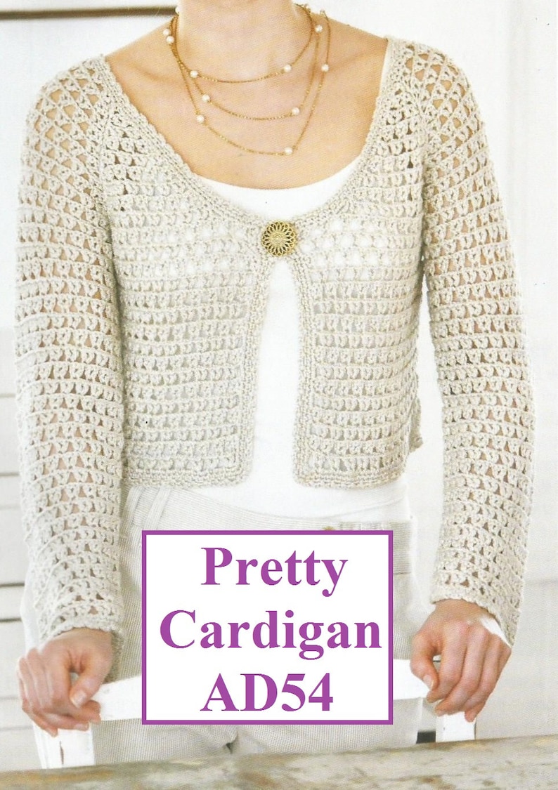 Instant Download PDF Beautiful Cardigan Crochet Pattern AD54 image 1