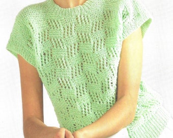Patrón de tejido de blusa sin mangas para mujer (pecho de 81 a 117 cm) Descarga en PDF (K151)