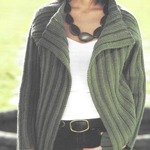 Asymmetric Aran Cardigan Knitting Pattern (PDF Download) K29