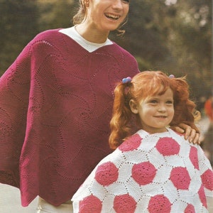 Instant Download - PDF- Lovely Adult and Childrens Poncho Crochet Pattern (AD41)