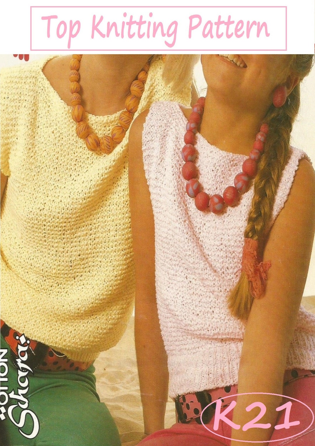Vintage Ladies Top Knitting Pattern: (instant PDF Download