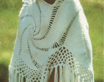 Instant Download - PDF- Beautiful Spiral Poncho Crochet Pattern (AD50)