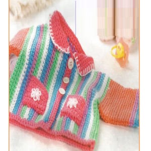 Patrón de crochet para cárdigan de rayas para bebé (descarga instantánea en PDF) CB63
