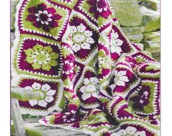 Home Aran Wild Flower Throw Crochet Pattern PDF Download (H154)