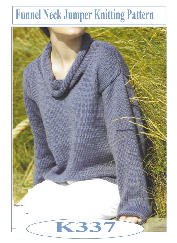 Aran Funnel Neck Jumper Knitting Pattern (instant Download PDF