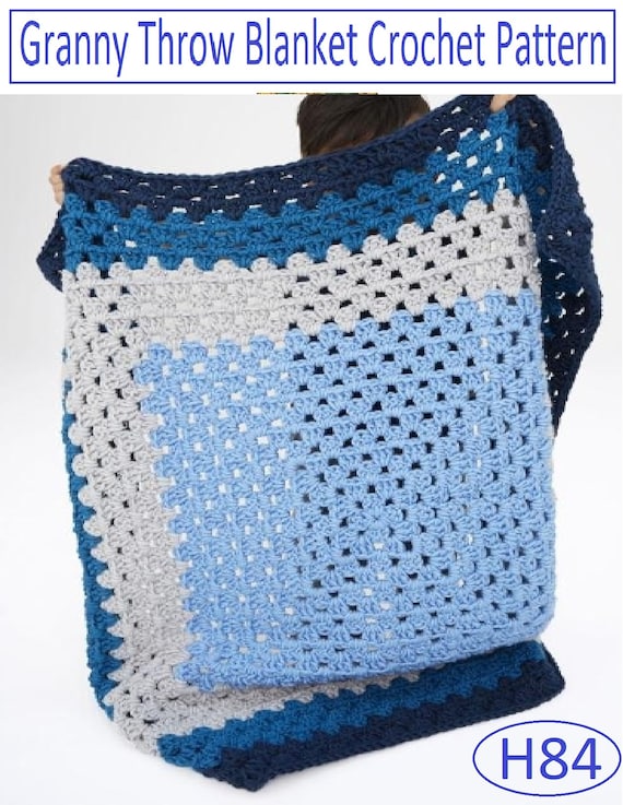 Patrón fácil de crochet para manta de abuela (Descarga PDF) H84