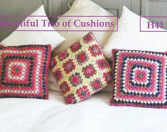 Instant Download - PDF- Beautiful Trio Set of Cushion Crochet Pattern (H41)