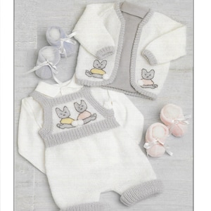 Instant Download - PDF-  Beautiful Romper Set from 14 inch chest Knitting Pattern (338)