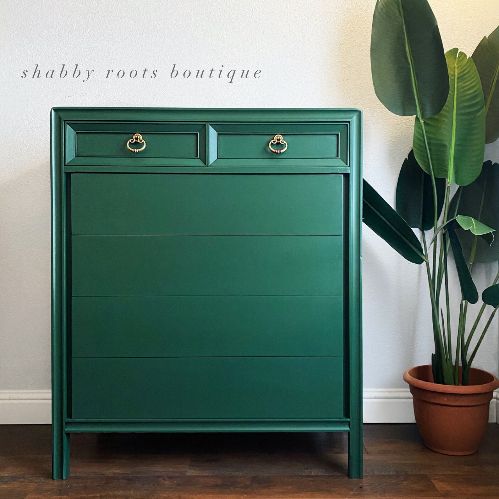 SOLD Emerald Green Tall dresser chest of drawers vintage Mid Etsy