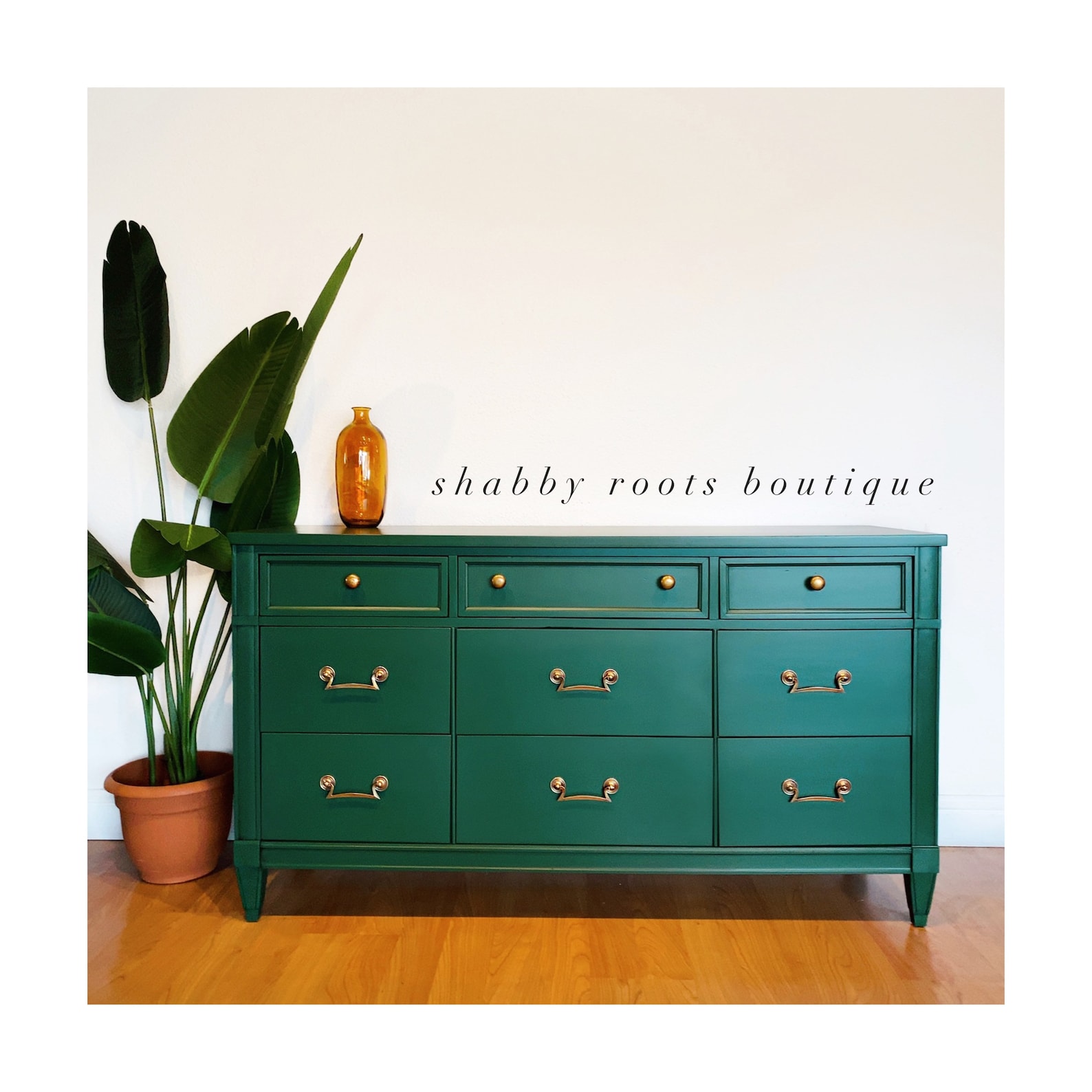 SOLD Emerald Green Mid Century Modern 9 Drawer Dresser Chest of Drawers ...