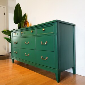 SOLD- Emerald Green Mid Century Modern 9 Drawer Dresser Chest of ...