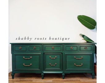 SOLD OUT- Emerald Green Dresser vintage mid century modern chest of drawers 9 drawers San Francisco, CA