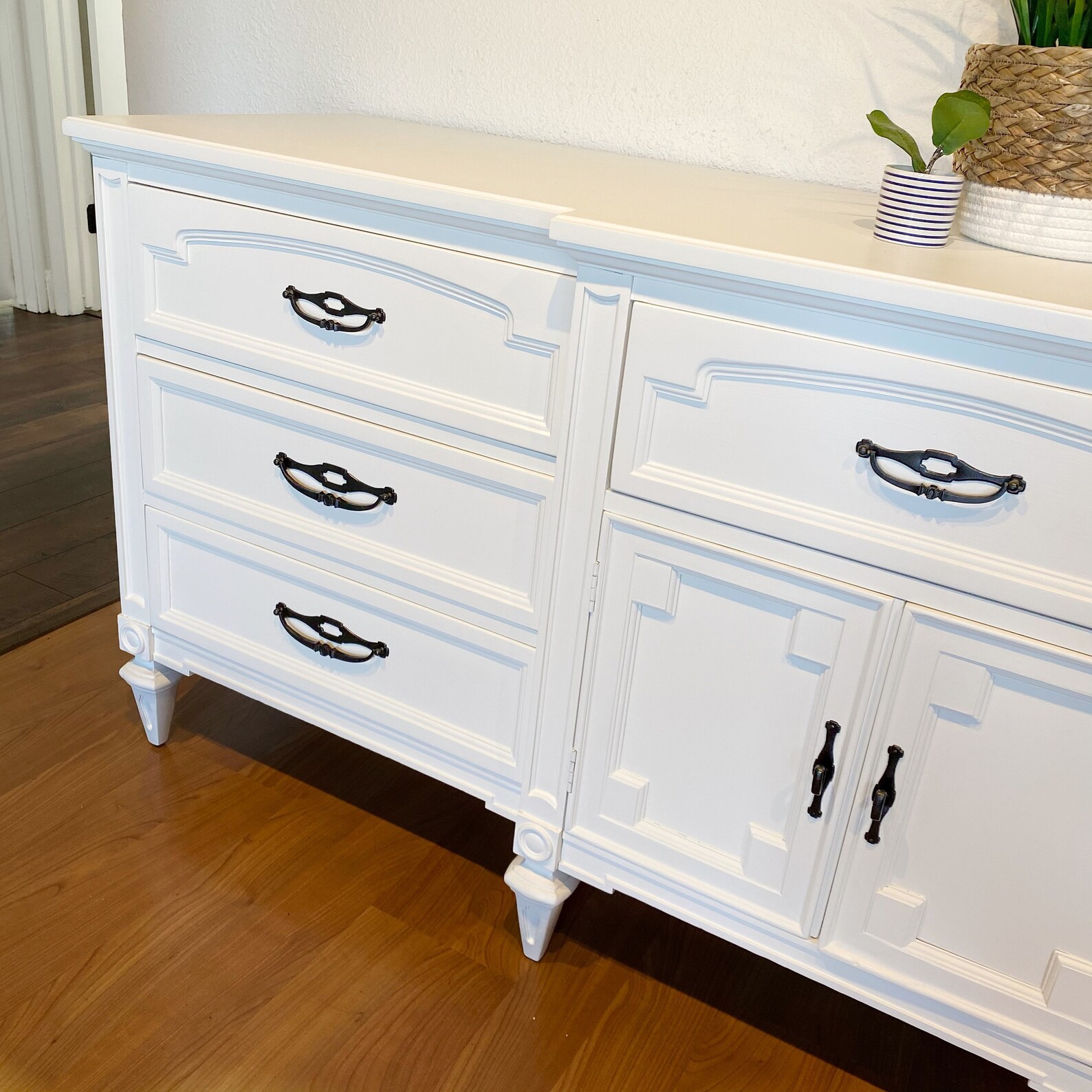 SOLD White Modern Farmhouse Dresser Vintage Triple 9 Drawer Etsy