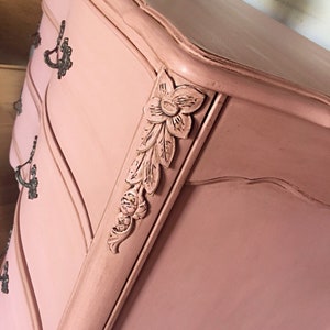 SOLD Pink French Provincial Dresser. Changing table, girls room dresser chest of drawers. For your little princess Antique shabby chic image 4