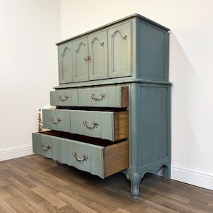 SOLD- Beautiful Light Blue Vintage French Provincial Tall Dresser Chest ...