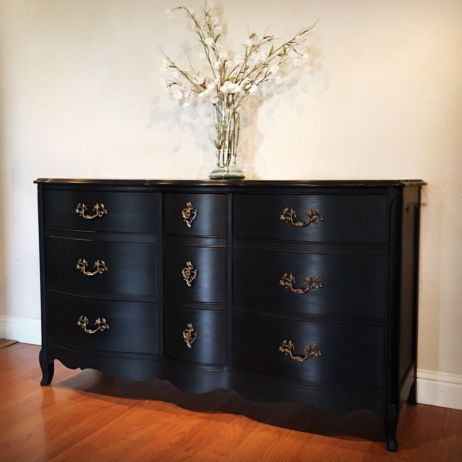 Sold-black French Provincial Triple Dresser Vintage by - Etsy
