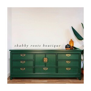 Vintage Long Dresser by Thomasville Chinoiserie Chic Style Emerald Green Chest of Drawers • San Francisco, CA
