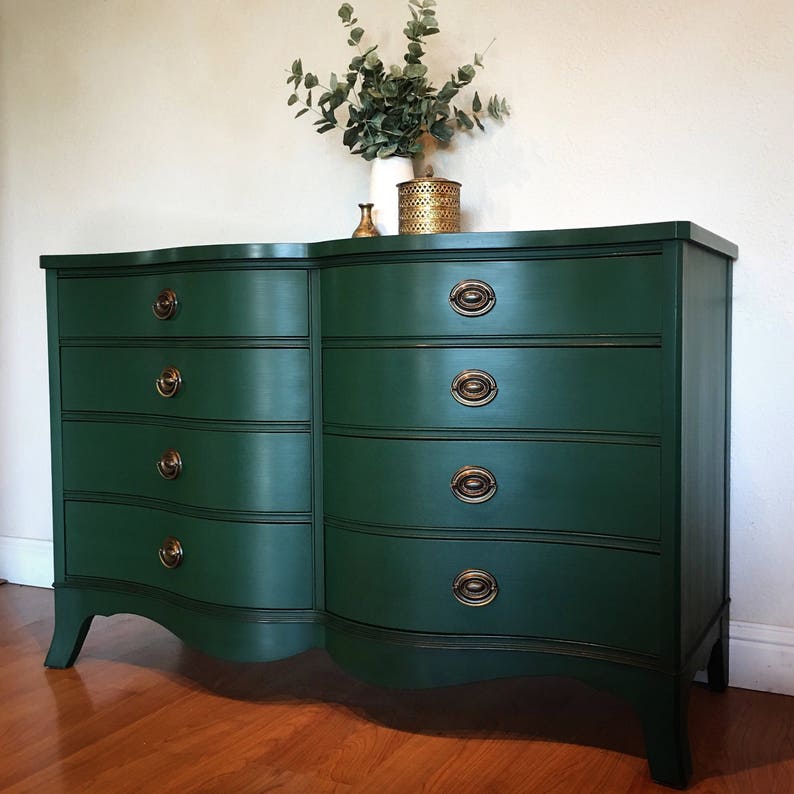 SOLD Vintage Emerald Green Dresser by Drexel Beautiful Etsy