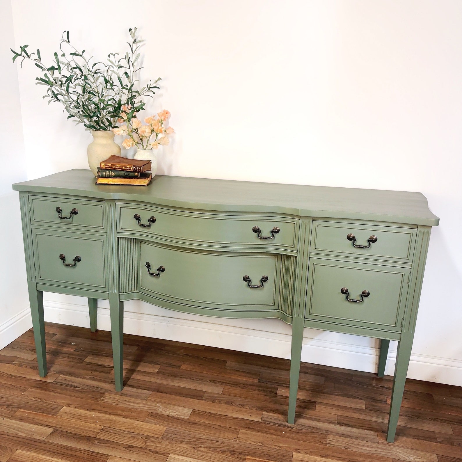 SOLD- Antique Sage Green Buffet Sideboard Gorgeous Federal Mahogany ...