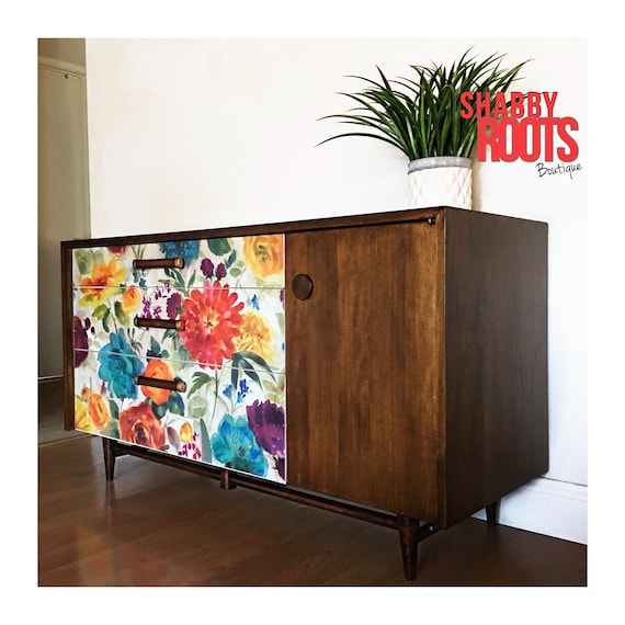 SOLD Mid Century Modern Low Credenza Dresser buffet Cabinet