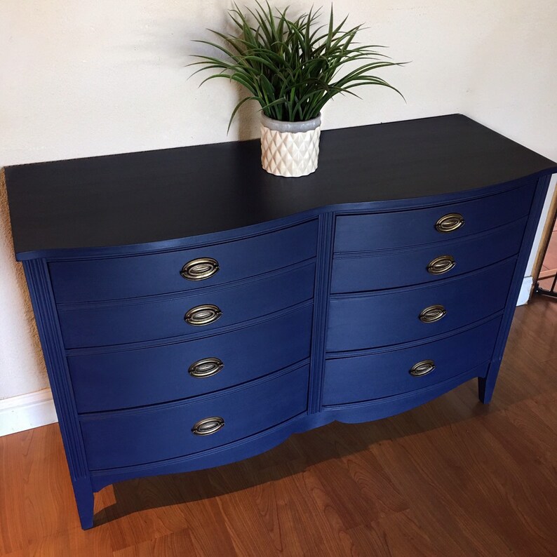 Sold Antique Federal Bedroom Set In Blue Dresser And Two Etsy