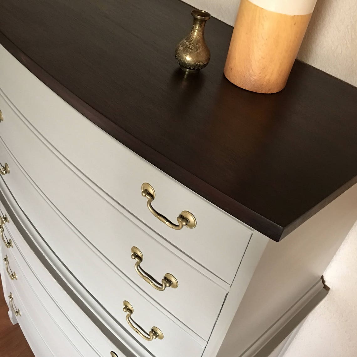 Soldtall Antique Dresser gray With Stained Wood Top Modern Vintage