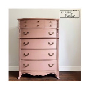 SOLDSOLD Beautiful Lilac Painted Dresser With Purple, Pink and Gold Floral  Transfer Vintage 7 Drawer Long Refinished Dresser 