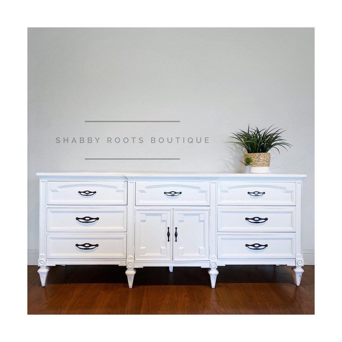 SOLD White Modern Farmhouse Dresser Vintage Triple 9 Drawer Etsy