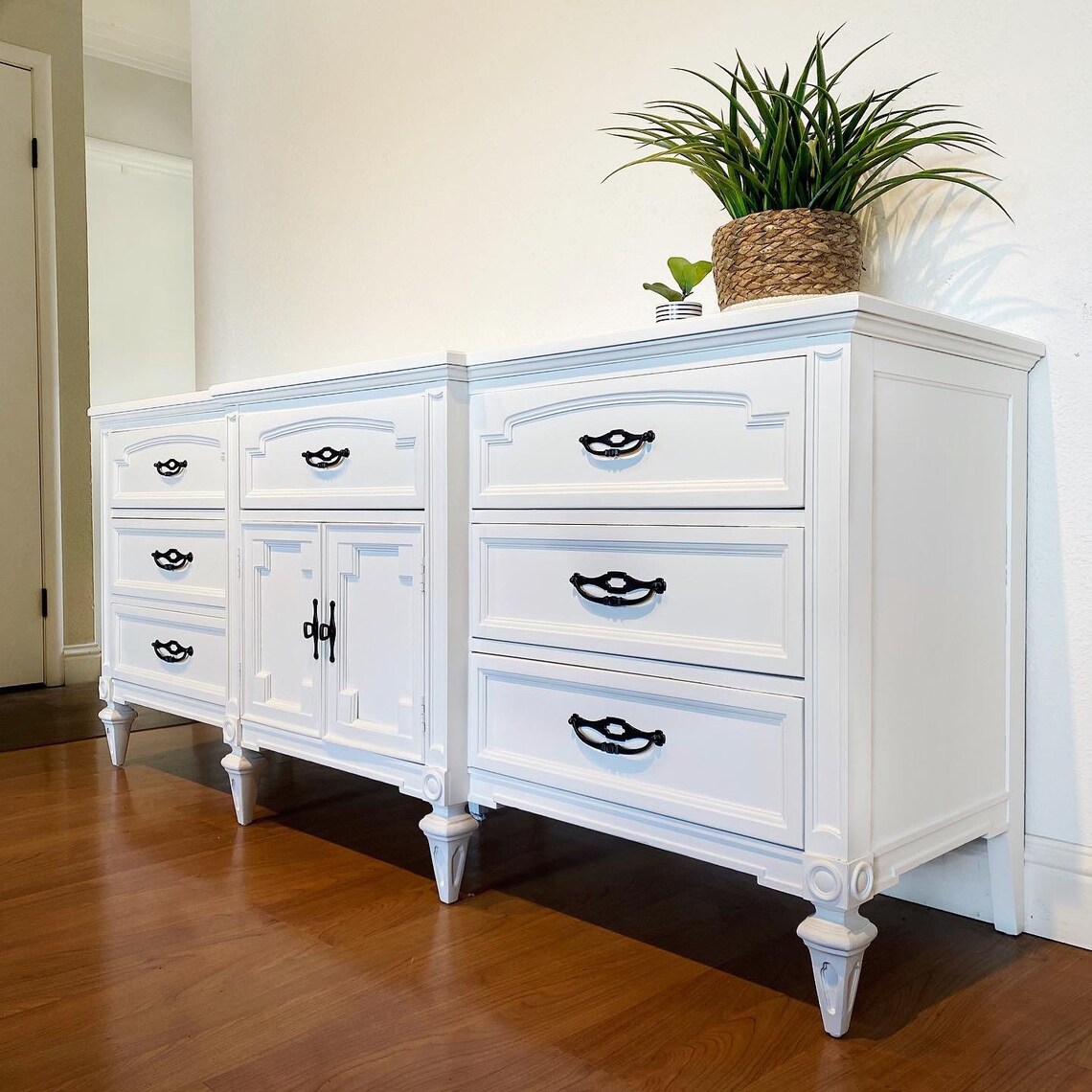 SOLD White Modern Farmhouse Dresser Vintage Triple 9 Drawer Etsy