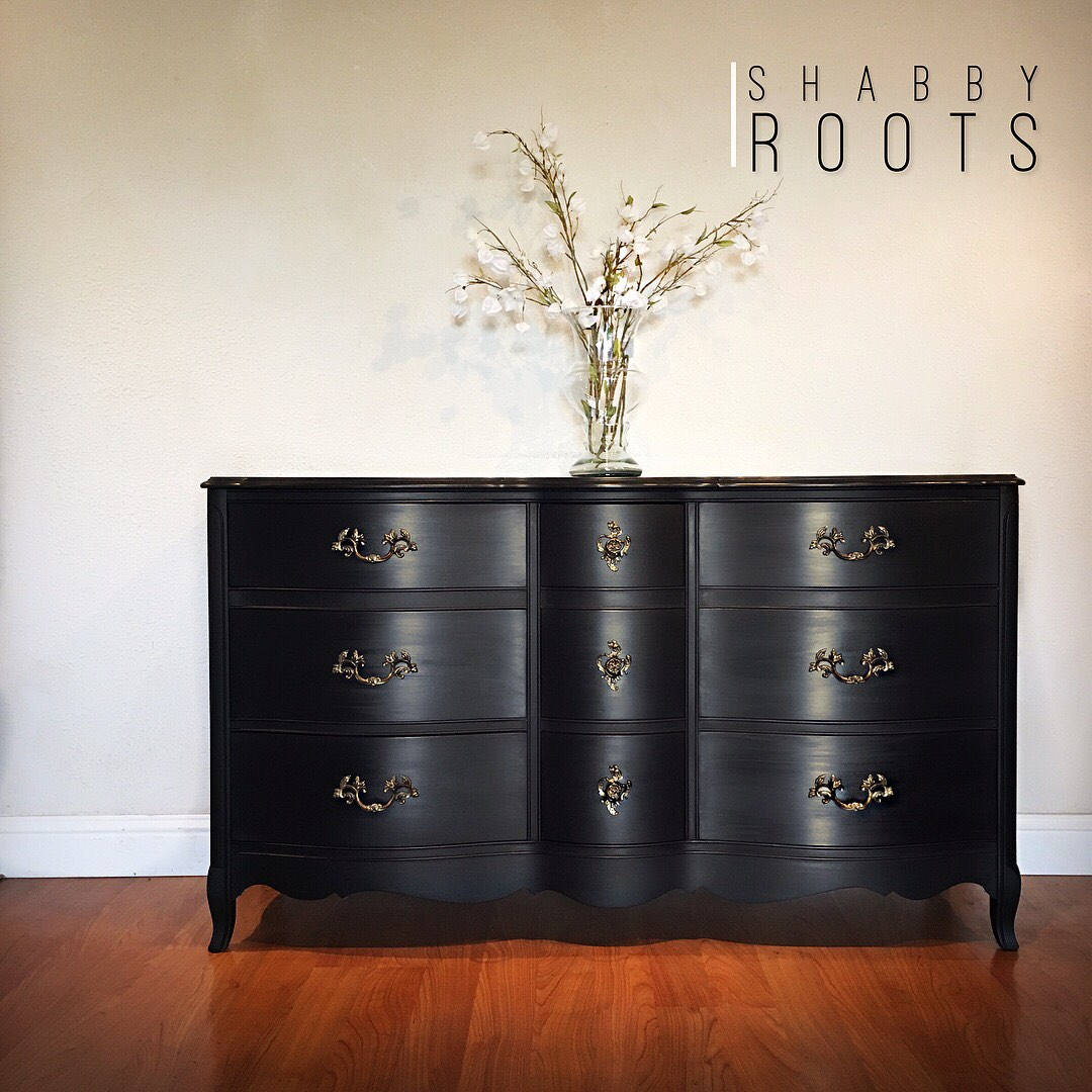 black french dresser Late 19th-Century Tall French Dresser in Black Paint