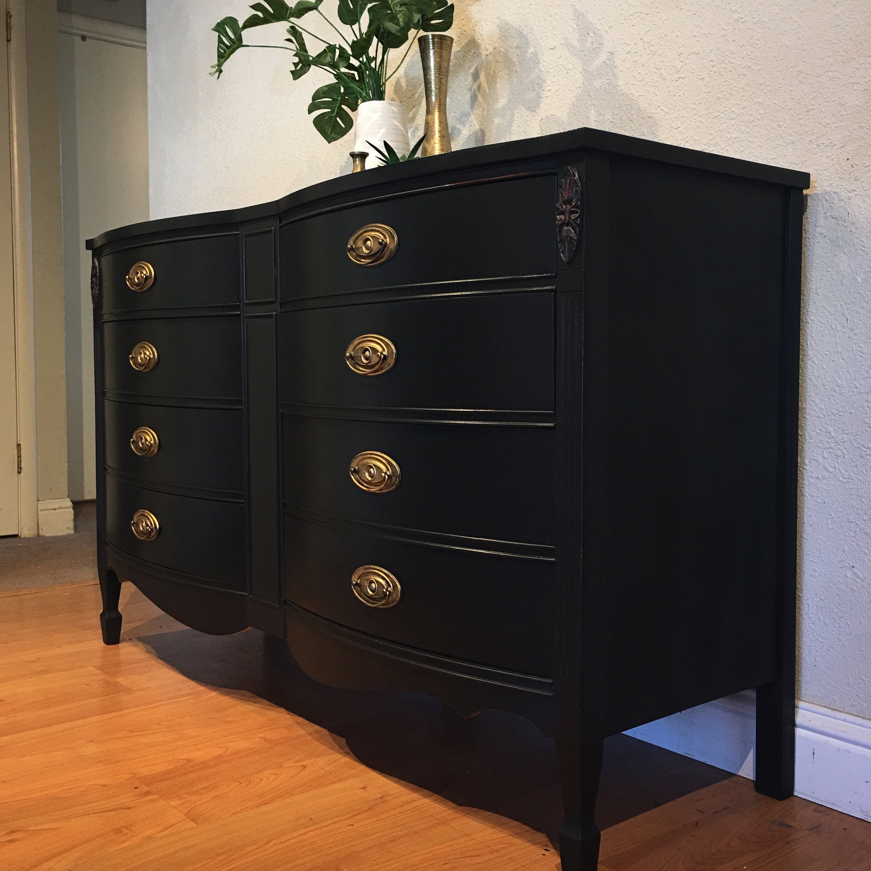 SOLD Black Dresser classic black bowfront antique dresser by Etsy
