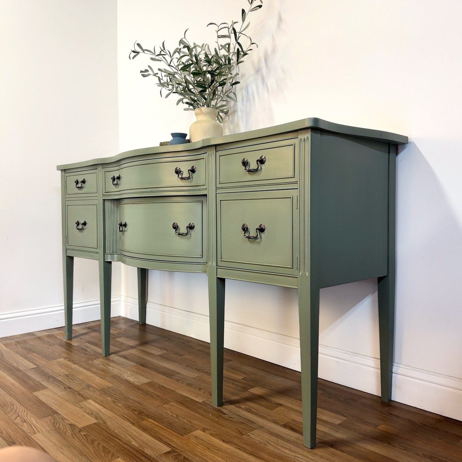 SOLD- Antique Sage Green Buffet Sideboard Gorgeous Federal Mahogany ...