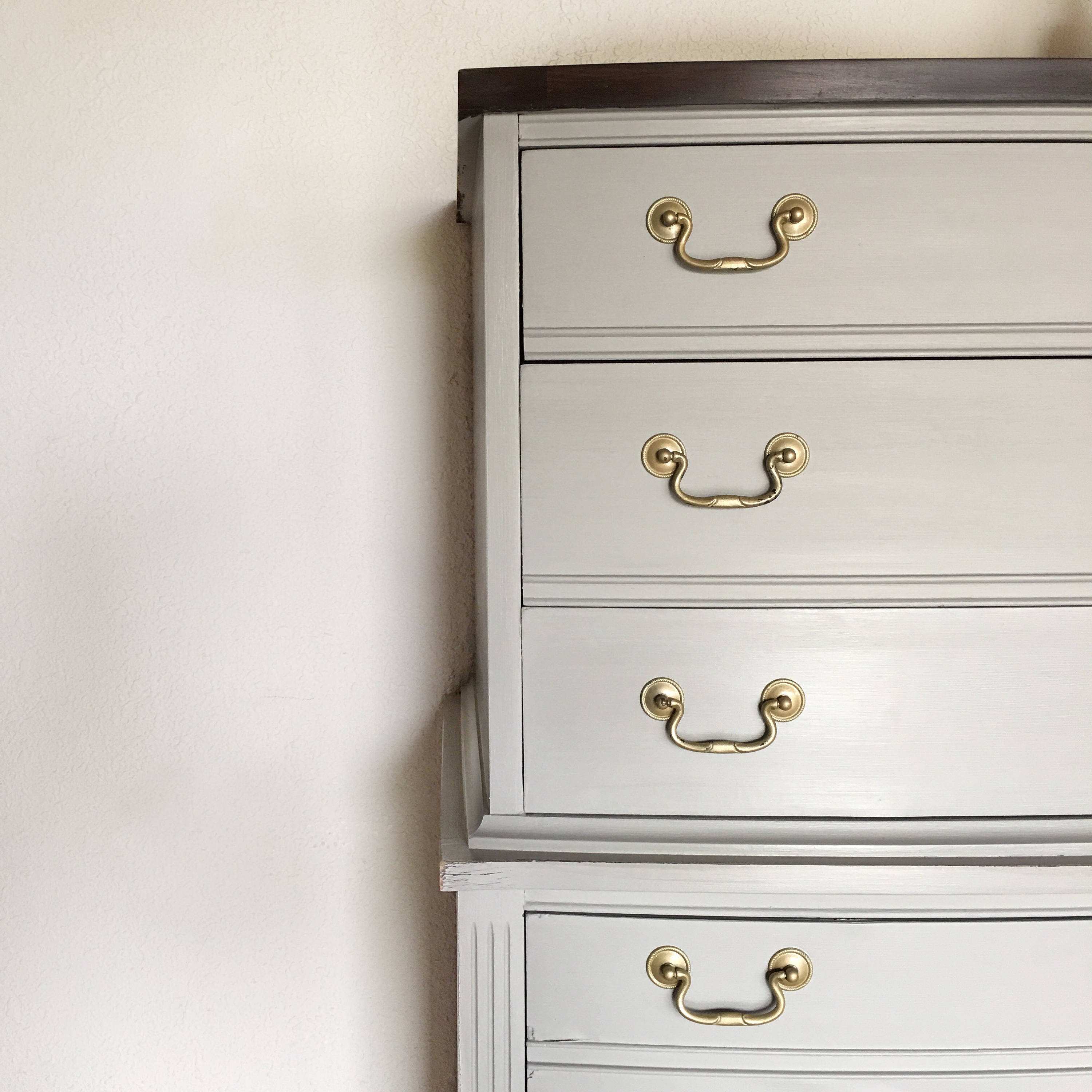 Soldtall Antique Dresser gray With Stained Wood Top Modern Vintage