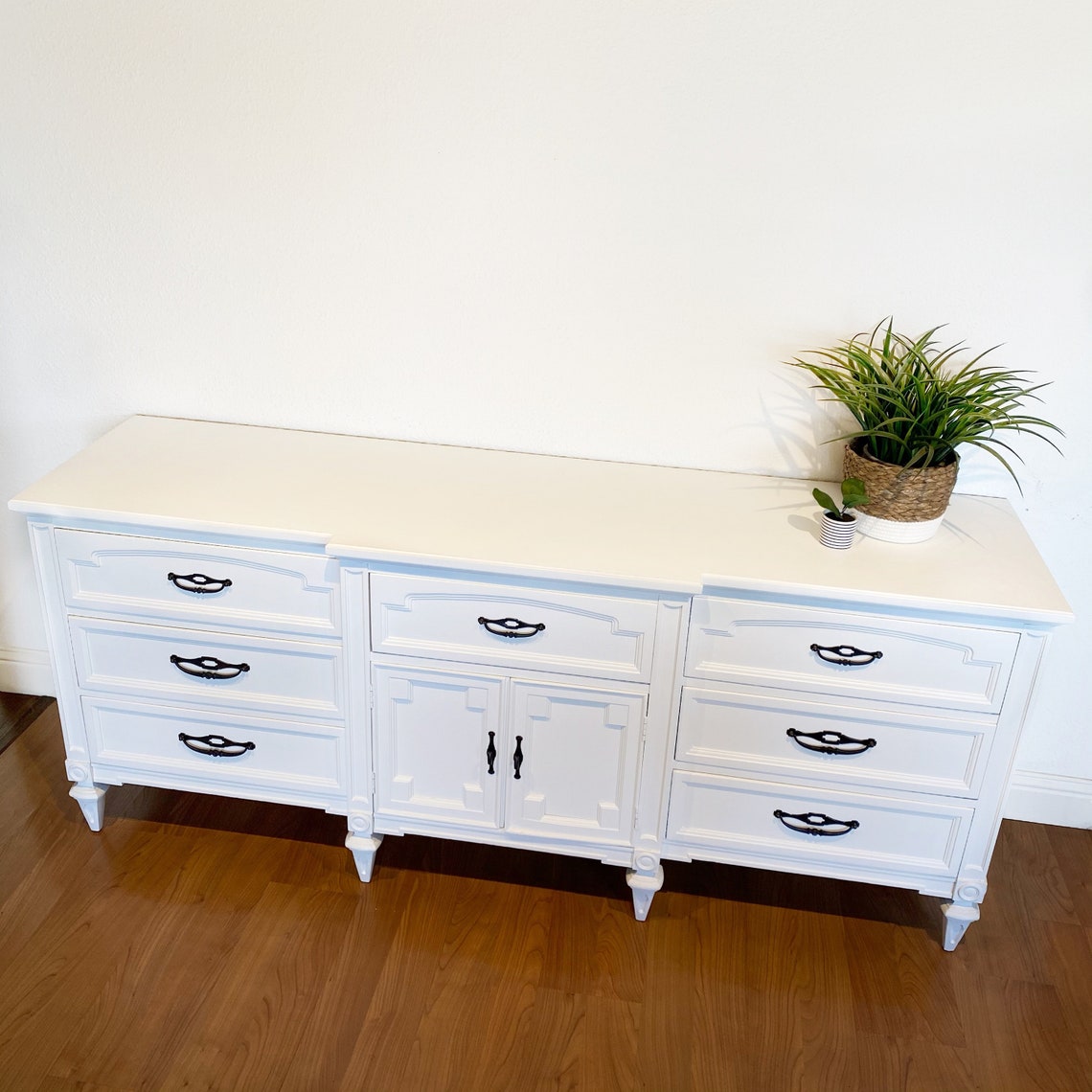 SOLD White Modern Farmhouse Dresser Vintage Triple 9 Drawer Etsy