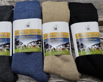 Dünne Alpaka Kuschelsocken  Socken Feinstrick