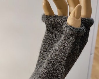 100% Baby Alpaka Handstulpen Pulswärmer "One Size" anthrazit für Winter Herbst super Warm angenehm auf der Haut "Fingerfrei"