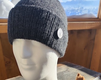 Alpaca hat wool hat knit 100% alpaca anthracite "One Size"