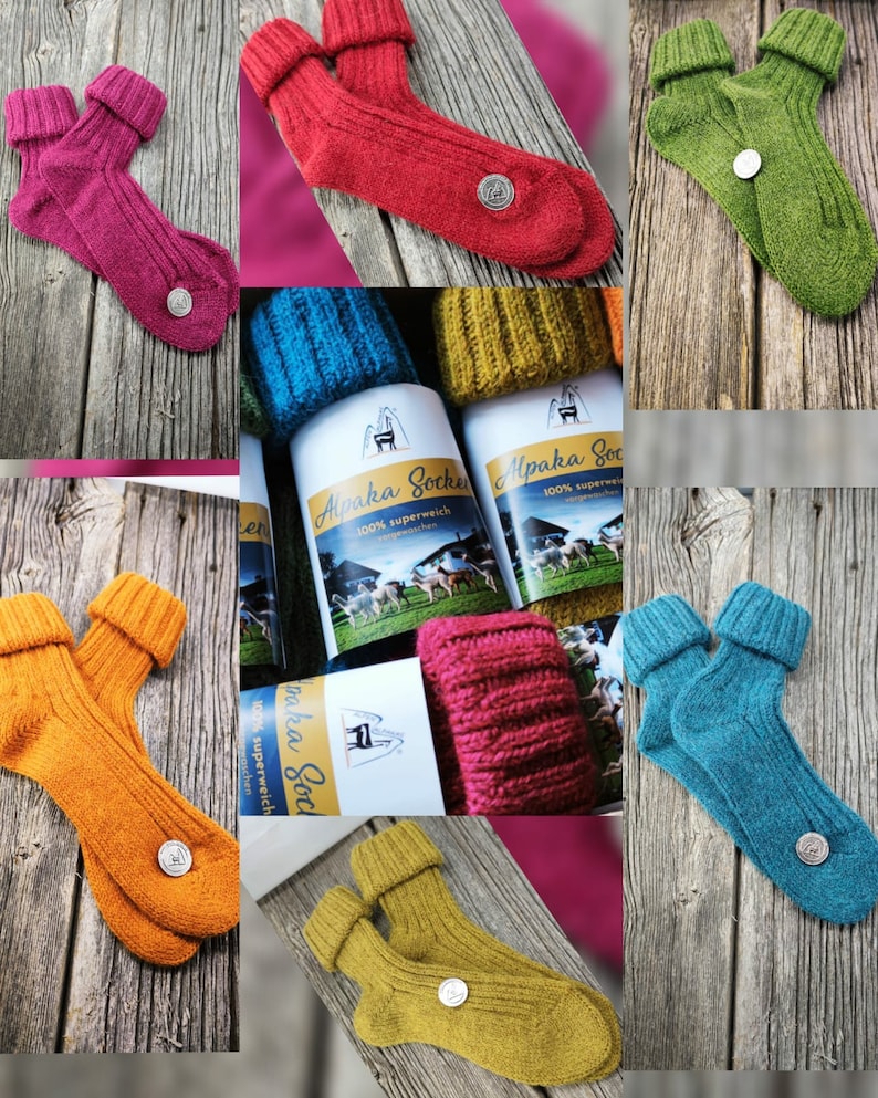 Alpaka Strick Socken Trend Strümpfe Dick Bunt Kuschelsocken Haussocken Winter Herbst Warm Gr.35-45 Bild 1