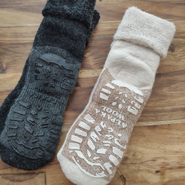 Alpaka Hüttensocken Super Warm mit Alpaca Wolle Haussocken wie Hausschuhe Winter Herbst Gr.35-46