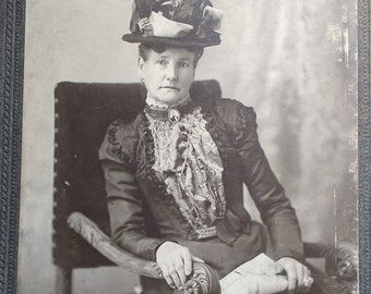 Antique Cabinet Card Hat with Lady, c.1890s FREE SHIPPING