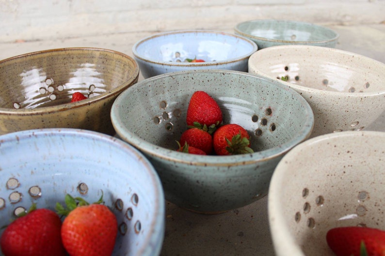 Pottery Berry Bowl/colander Wheel Thrown Stoneware - Etsy