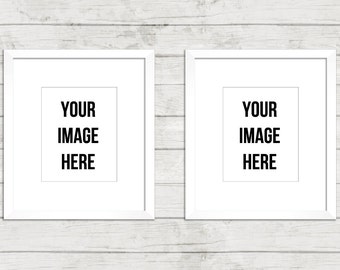 Download Free Frame Mockup Digital Frames double two empty space transparent center stock photo display wall art INSTANT DOWNLOAD wood background white PSD Template