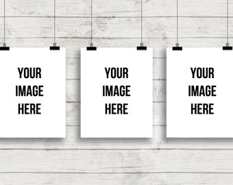 Download Poster Mockup Mockup Three Posters Digital Poster Mockup Mockup Wood Background Hanging Frame Digital Frame Digital Frame Clips Apparel Mockup Psd File PSD Mockup Templates