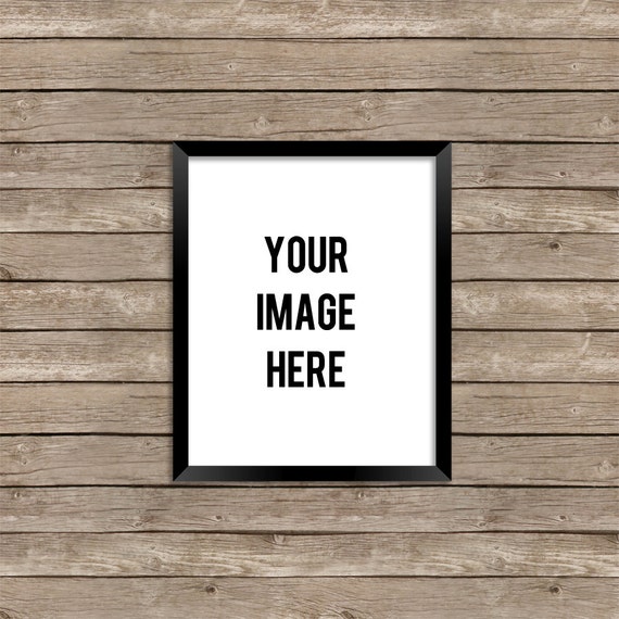 Black Frame Mockup With Wood Background To Display Artwork Black Frame Mockup With Wood Background To Display Artwork