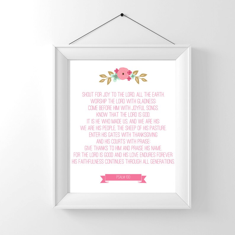 Bible Quote Printable Psalm 100 Shout for Joy to the Lord Wall | Etsy