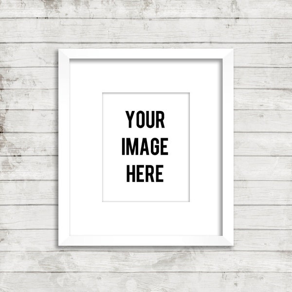 Frame Mockup Digital Empty white Frame with Wood Background to display art, photos empty space transparent photo frame INSTANT DOWNLOAD