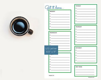 Printable Daily Planner Undated Planner Weekly Planner Daily To Do List Daily Organizer Undated Agenda Daily List US Letter INSTANT DOWNLOAD